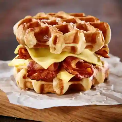 Waffle Tocineta y Queso X 2 Und
