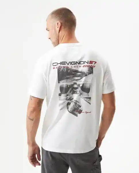 Camiseta Racing Crew Masculino Blanco 0 Claro Talla M Chevignon