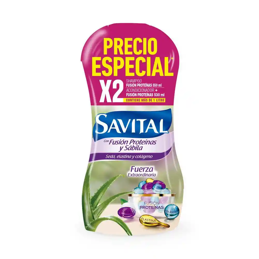 Savital Duo de Shampoo + Acondicionador Fusión Proteína y Sábila