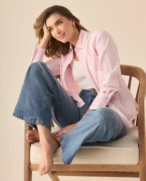 Camisa Rosa Confite Medio Talla M 113G013 Esprit