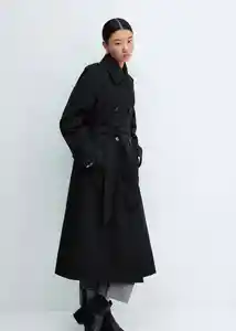 Abrigo Trench Angela Negro Talla L Mujer Mango