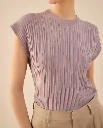 Camiseta Tejido Morado Lila Medio Talla L 462G203 Esprit