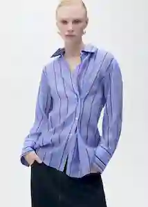 Camisa Inma Azul Talla M Mujer Mango