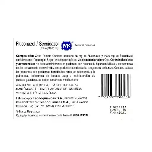 Mk Fluconazol / Secnidazol (75 mg / 1000 mg)