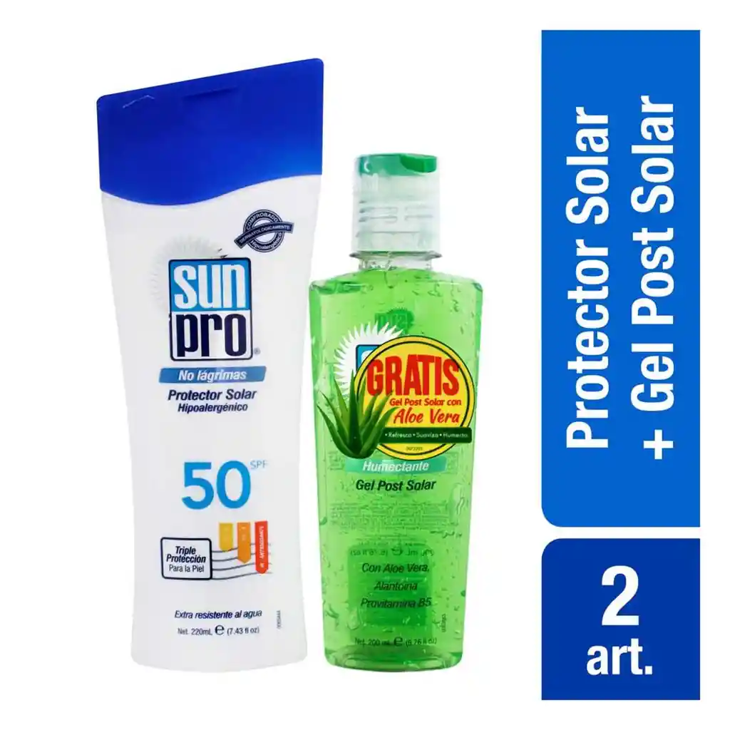 Sun Pro Protector Solar SPF 50 + Gel Post Solar con Aloe Vera