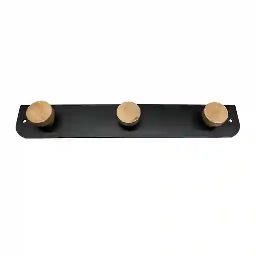 Percha Funcional Metal 3 Ganchos Madera