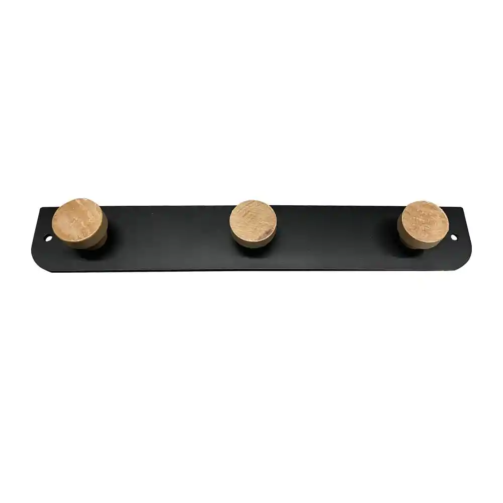 Percha Funcional Metal 3 Ganchos Madera