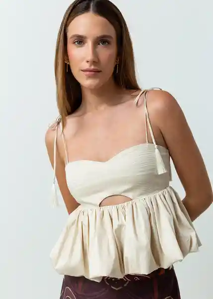 Camisa Cacao Mujer Crudo Marfil Claro Talla M 412G396 Naf Naf