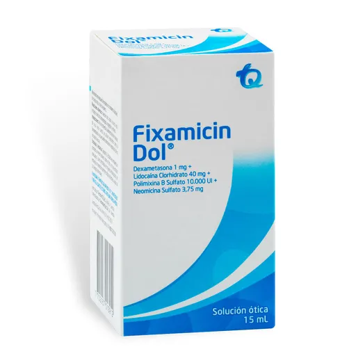 Fixamicin Dexametasona (1 mg) + Lidocaína Clorhidrato (40 mg) + Polimixina B Sulfato (100.000 UI) + Neomicina Sulfato (3.75 mg)