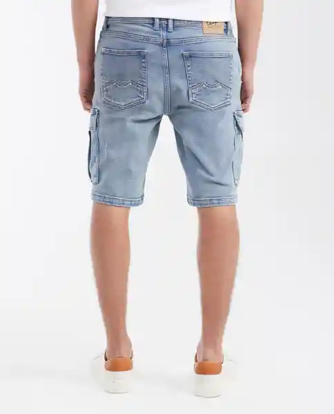 Bermuda Tipo Cargo Azul Cristalino Claro Talla 32 Chevignon