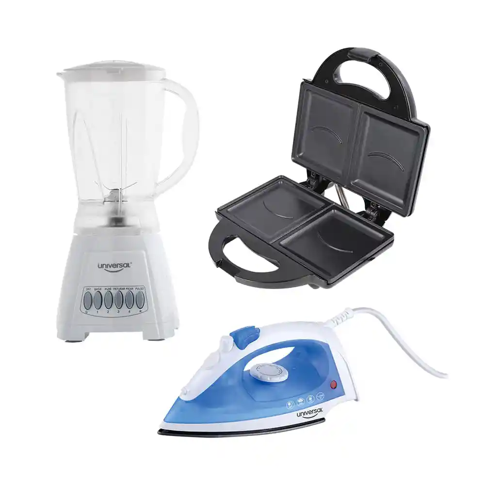 Combo Universal Licuadora Aliada+sanduchera+plancha a Vapor
