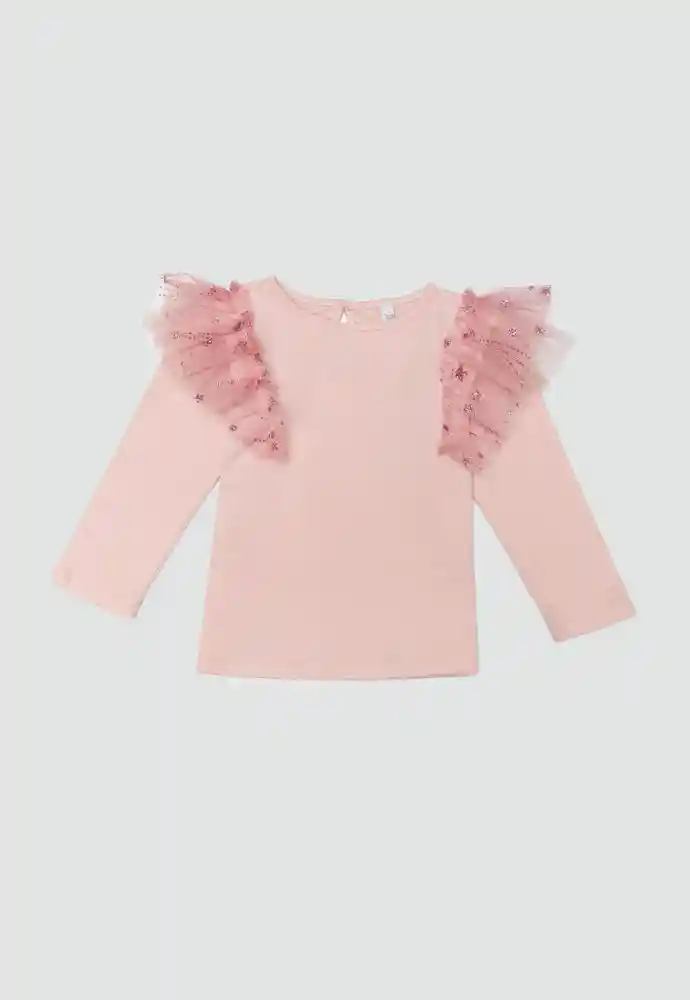 Camiseta Manga Larga 6/9 Meses-rosado
