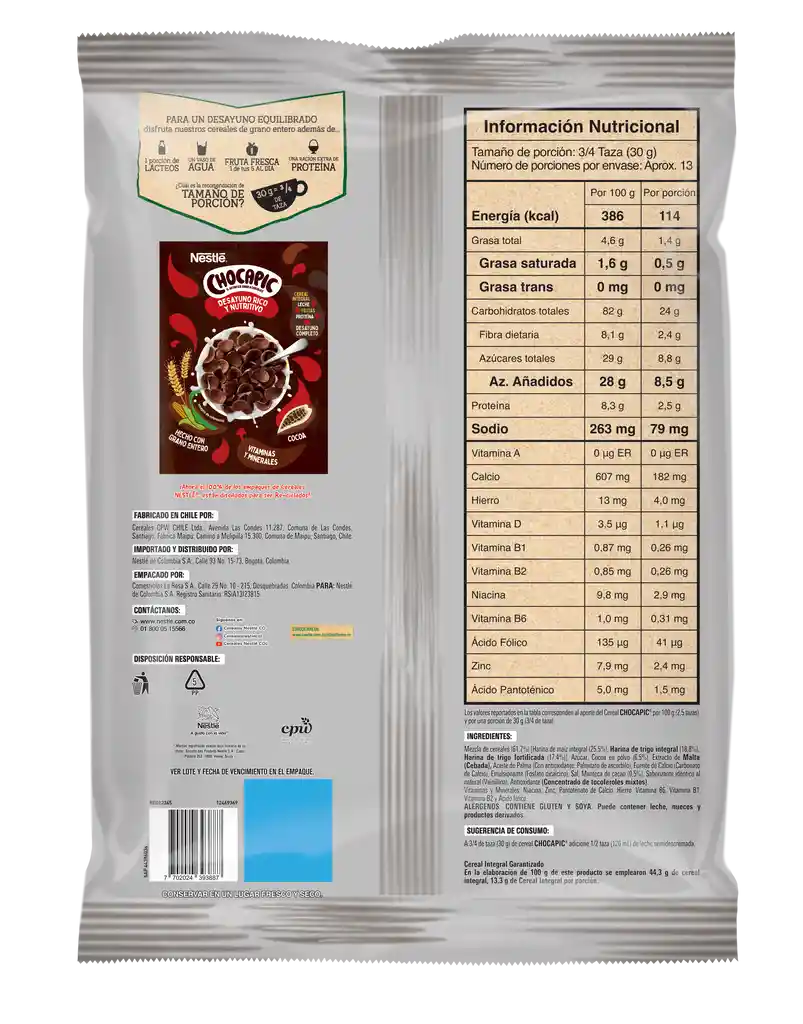 Cereal CHOCAPIC Nestlé por 380g