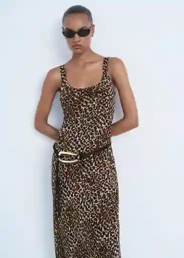 Vestido Lion Negro Talla M Mujer Mango