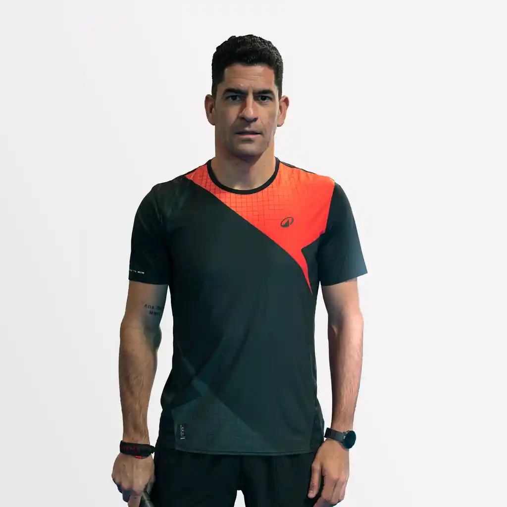Camiseta Manga Corta de Pádel Hombre - Kuikma Pts Pro Maxi Sánchez Rojo