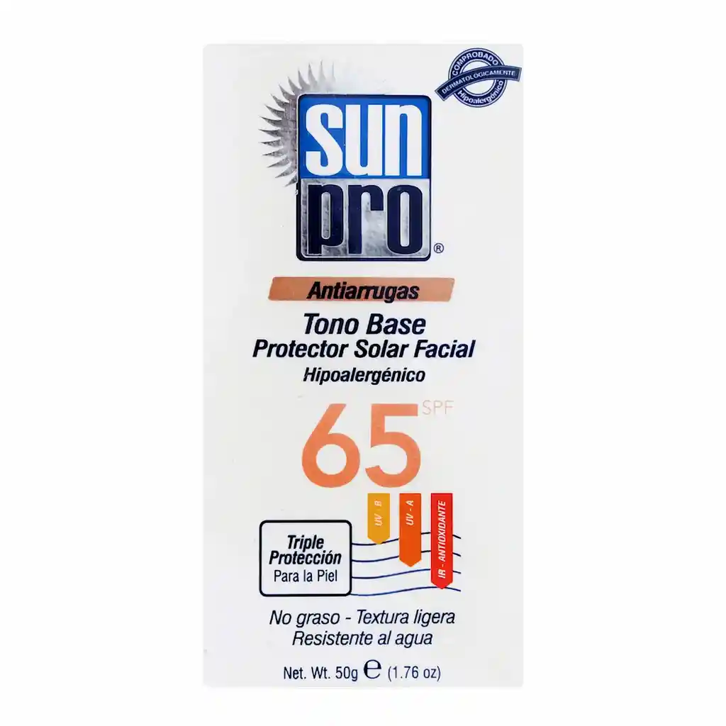 Sun Pro Protector Solar Facial Tono Base SPF 65