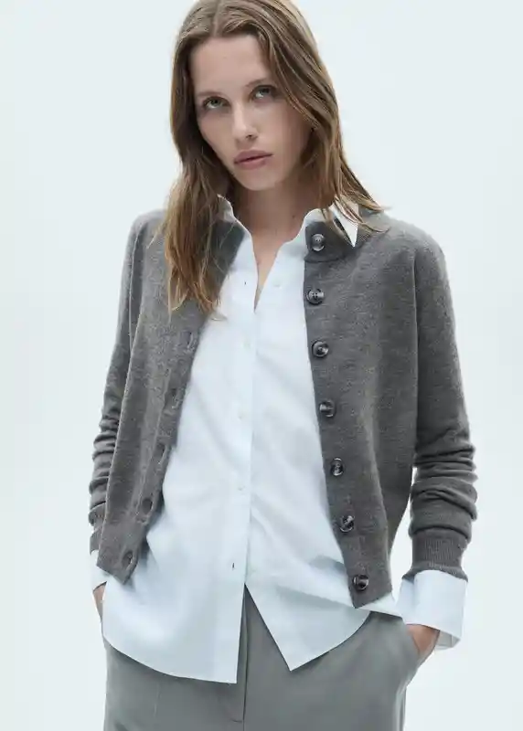 Cardigan Nekko Gris Oscuro Vigore Talla S Mujer Mango