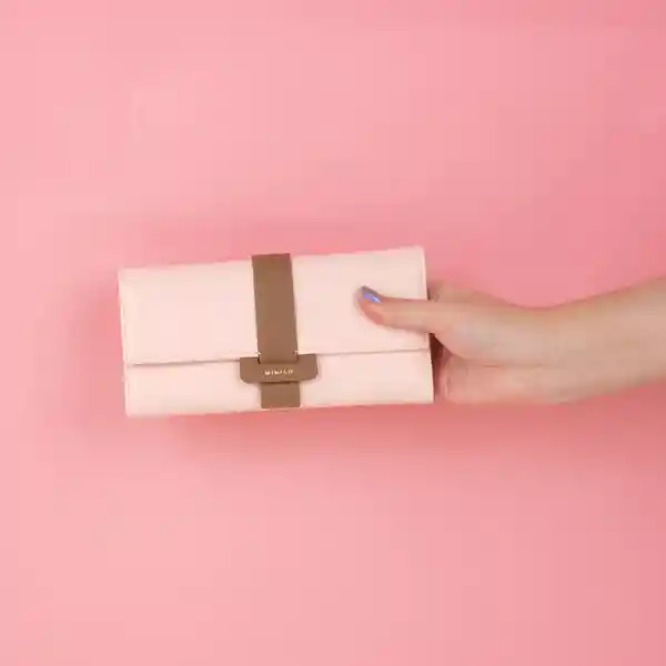 Billetera Para Mujer Larga Diseño de Hebilla Rosa Miniso