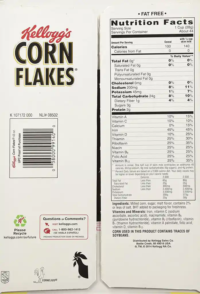 Kelloggs Cereal de Maíz Corn Flakes