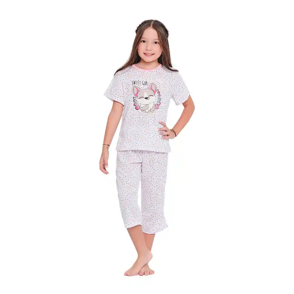 Pijama en Capry y Blusa en Mangas Cortas Lely Talla 12