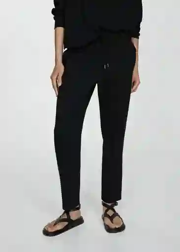 Pantalón Pique Negro Talla M Mujer Mango