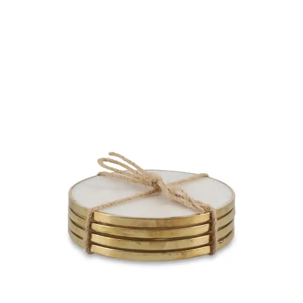 Set Portavaso Borde Dorado Ambiente Gourmet