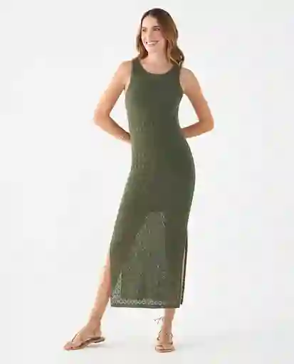 Vestido Verde Pino Medio Talla L 699F100 Esprit