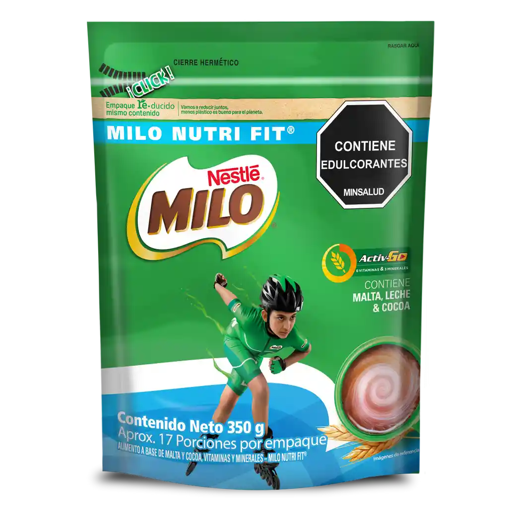 Bebida achocolatada con malta MILO NUTRIFIT menos azucares*x 350g
