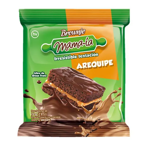 Mama-Ía Brownie Cubierto de Chocolate Relleno con Arequipe