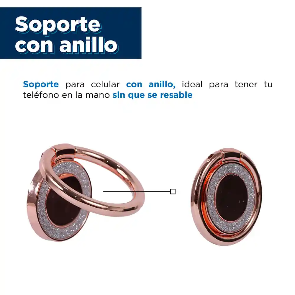 Soporte Para Celular Con Brillo Oro Rosa Miniso