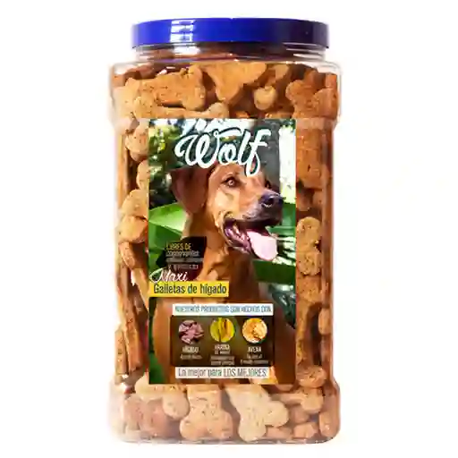 Wolf Snack Para Perro Bombonera Maxi Galleta Hígado Raza Grande