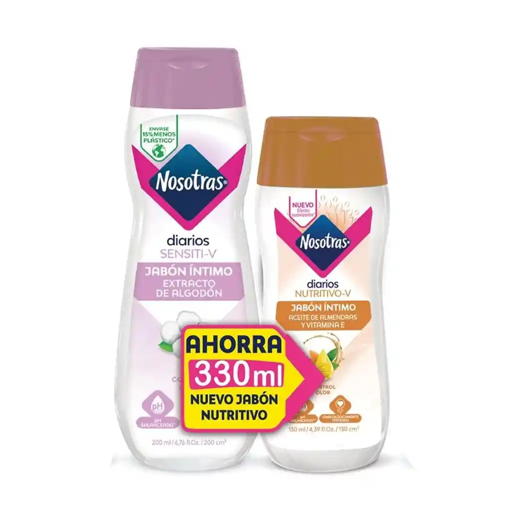Jabon Intimo Nosotras Sensiti-v X 200 Ml + Jabon Intimo Nosotras Aceite de Almendras