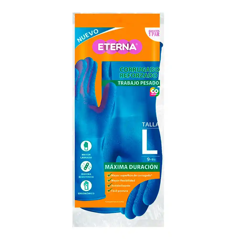 Guante Eterna Corrugado Azul Talla L