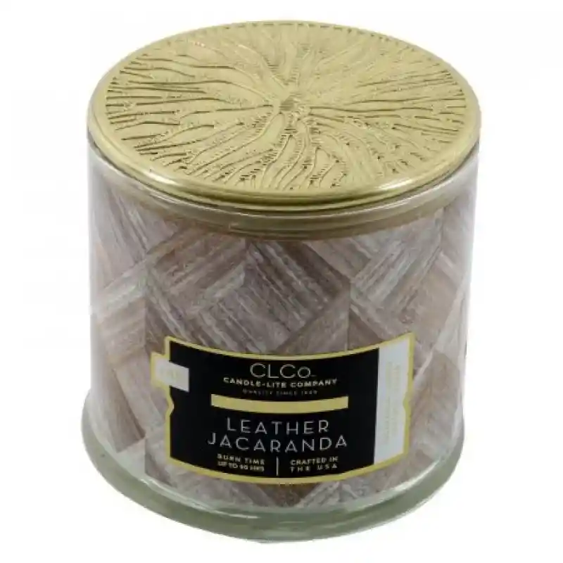 Candle Lite Vela Leather Jacaranda Tapa Dorada