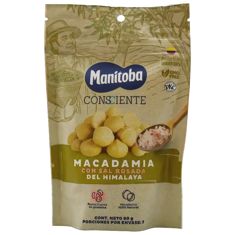 Macadamia Manitoba Con Sal Rosada Del Himalaya (90 Gr)