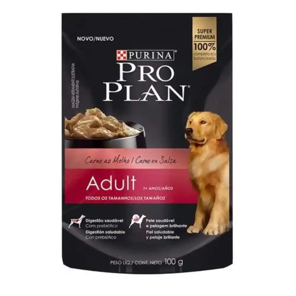 Comida húmeda para perros adultos sabor a carne Purina Pro Plan x 100gr