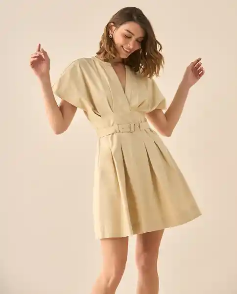 Vestido Beige Mimbrera Claro Talla S 493G000 Esprit