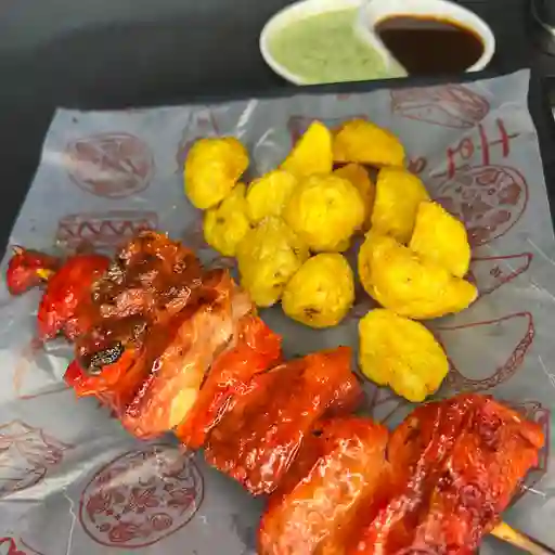 Chuzo de costilla ahumada a la bbq