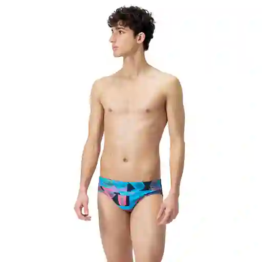 Pantaloneta de Baño Brief Allover Digital Hombre Negro-32