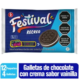 Festival Galletas de Chocolate Recreo con Crema Sabor a Vainilla