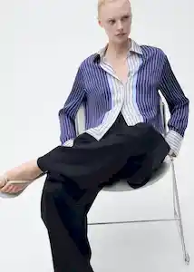 Camisa Shirty Azul Talla M Mujer Mango