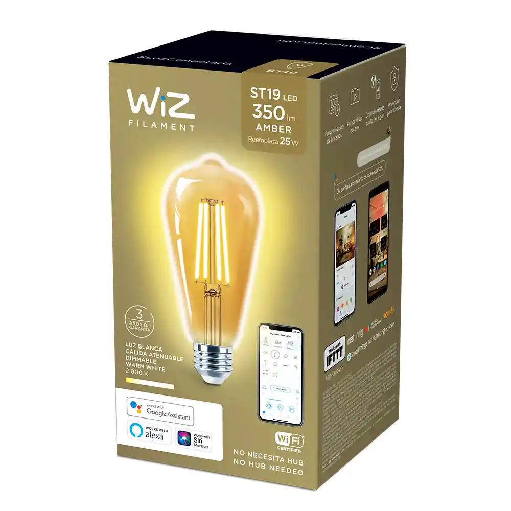 Wiz Bombillo Led Tipo Vintage Inteligente Wi-Fi Luz Calida ST19