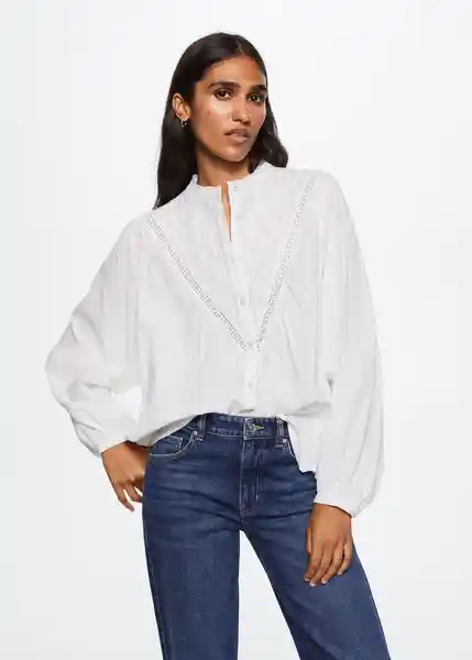 Blusa Aura Offwhite Talla S Mujer Mango