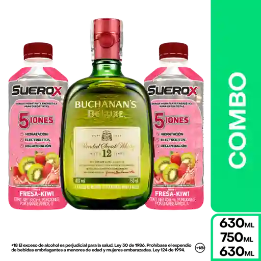Combo Buchanans Deluxe 750 mL + Suerox Fresa Kiwi 2 Und