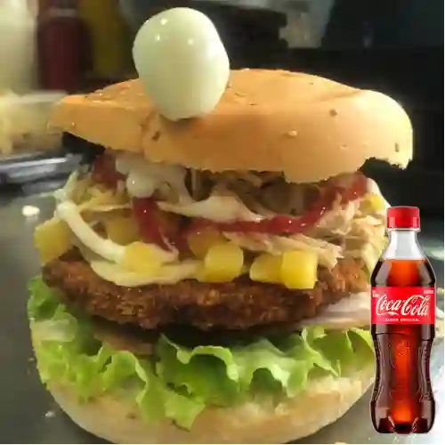 Combo Hamburguesa Pollo Hawaiana +Cocacola Orig 400ml