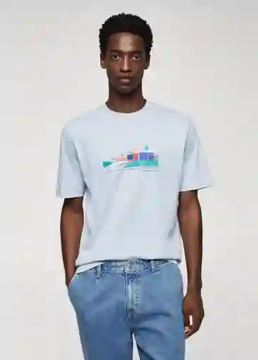Camiseta Neutra Porcelana Talla M Hombre Mango