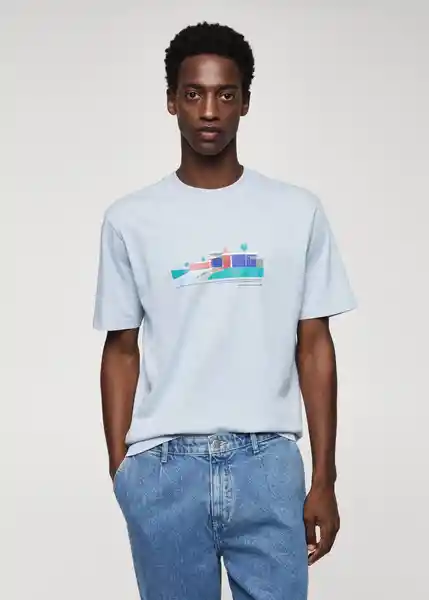 Camiseta Neutra Porcelana Talla M Hombre Mango