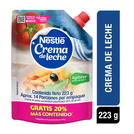 Crema de Leche NESTLÉ x 223g gratis 20% más contenido