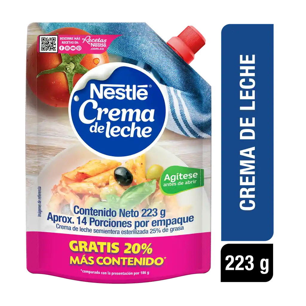 Crema de Leche NESTLÉ x 223g gratis 20% más contenido