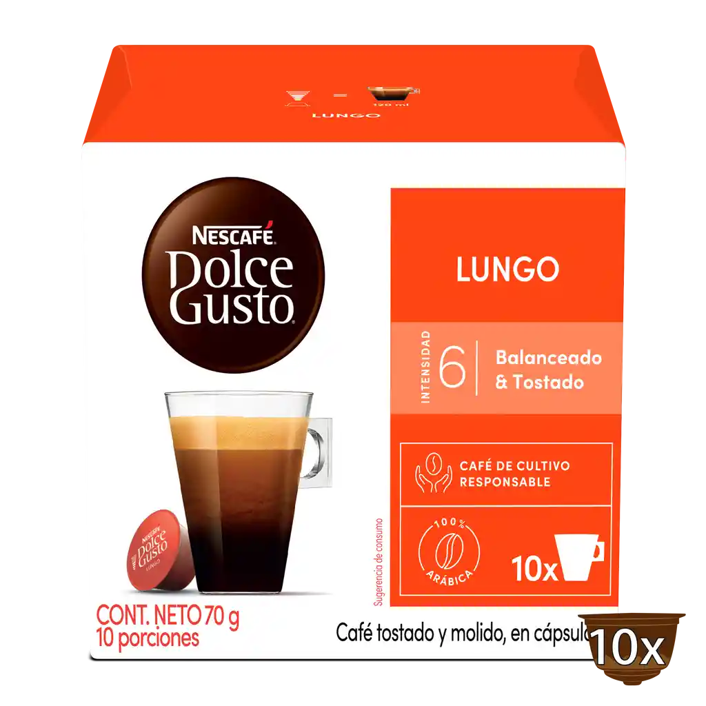 Cápsulas de Café NESCAFÉ DOLCE GUSTO Lungo x 70g